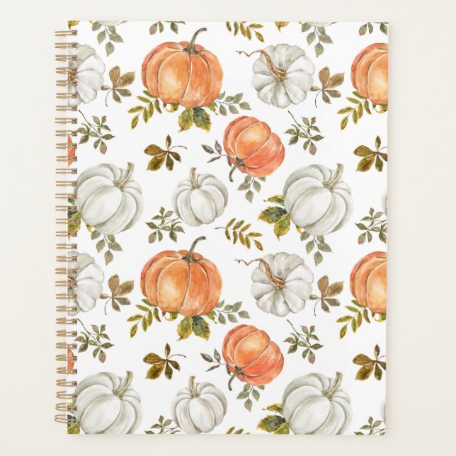 Fall Watercolor Pumpkin Pattern Planner (Front)