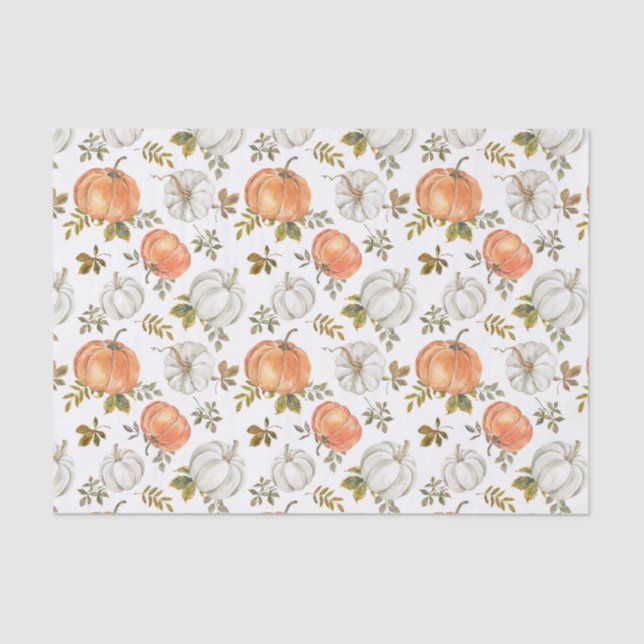 Fall Watercolor Pumpkin Pattern Tissue Paper (Front)