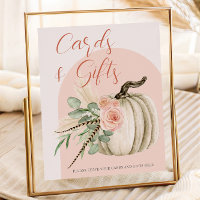 Fall Watercolor Pumpkin Pink Cards & Gift Table