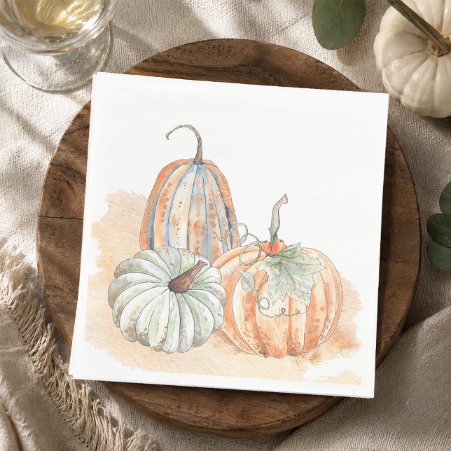 Fall Watercolor Pumpkins Thanksgiving Napkin (Watercolor Pumpkin Napkins)