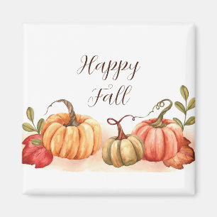 Fall watercolor pumpkins with customisable text  magnet