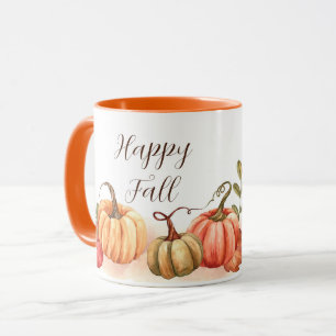 Fall watercolor pumpkins with customisable text mug