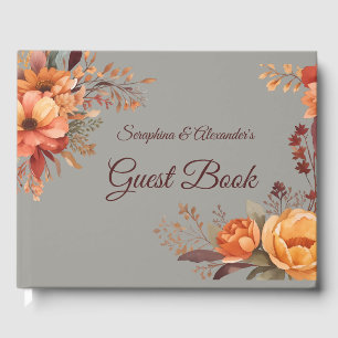 Fall Watercolor Rustic Floral Wedding  Guest Book