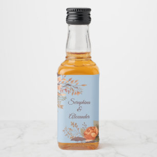 Fall Watercolor Rustic Floral Wedding Liquor Bottl Bottle Label