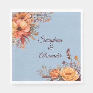 Fall Watercolor Rustic Floral Wedding Napkin