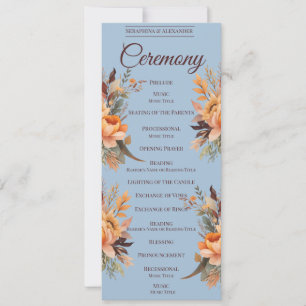 Fall Watercolor Rustic Floral Wedding Program Invitation