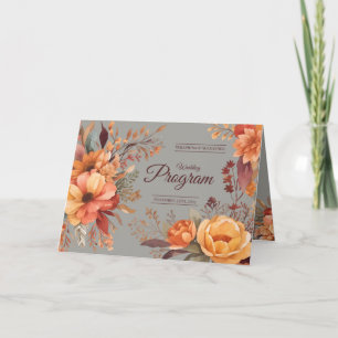 Fall Watercolor Rustic floral wedding Program Thank You Card