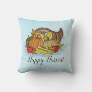 Fall Watercolor Simple Cornucopia Elegant Harvest  Cushion