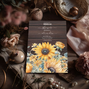 Fall Watercolor Sunflower Bridal Invitation