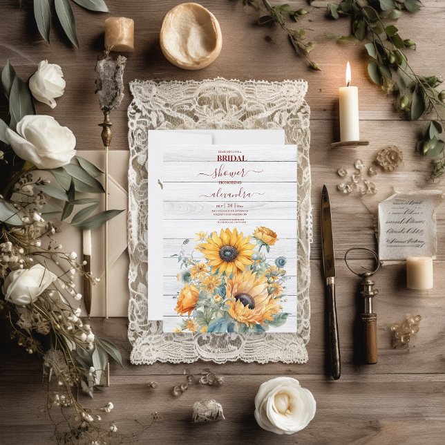 Fall Watercolor Sunflower Bridal Invitation (Creator Uploaded)