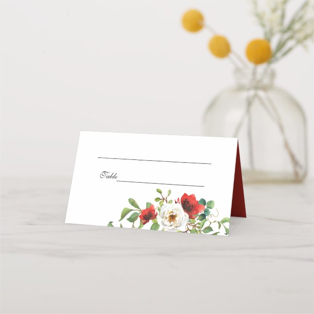 Fall Watercolor Wedding Place Card (Front)