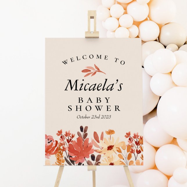 Fall Watercolor Wildflower Baby Shower Welcome Poster (Creator Uploaded)
