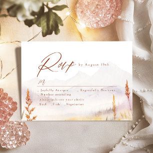 Fall Watercolor Wildflower Mountain Rustic Wedding RSVP Card