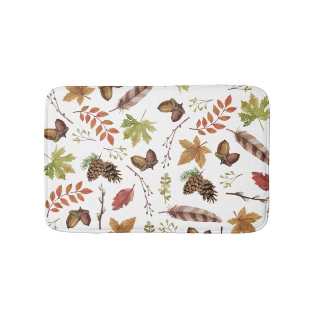 fall watercolor wreath bath mat (Front)