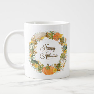 fall watercolor wreath large coffee mug