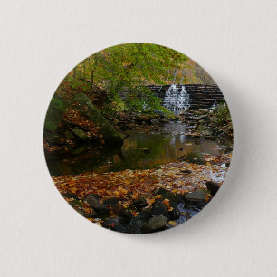 Fall Waterfall and Creek Pennsylvania Nature 6 Cm Round Badge