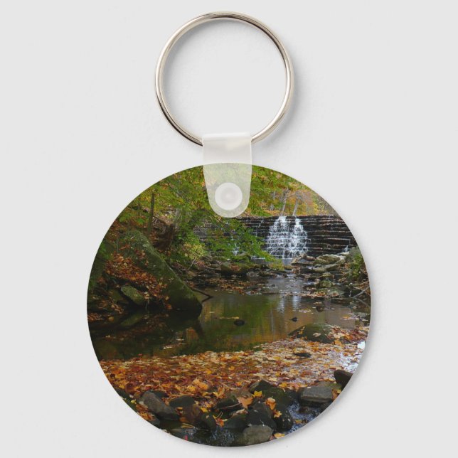 Fall Waterfall and Creek Pennsylvania Nature Key Ring (Front)