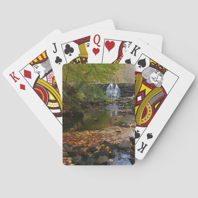 Fall Waterfall and Creek Pennsylvania Nature Playing Cards (Back)