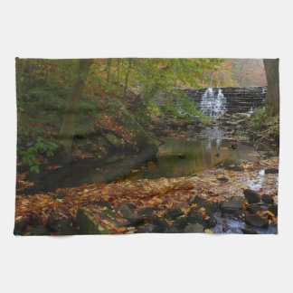 Fall Waterfall and Creek Pennsylvania Nature Tea Towel
