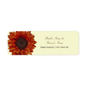 Fall Wedding Address Label - Orange Sunflower