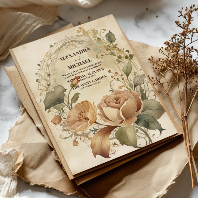 Fall Wedding Art Nouveau Invitation (Creator Uploaded)