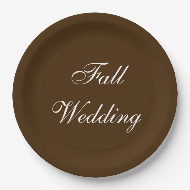 Fall Wedding Brown Rich Deep Rustic Colour Paper Plate (Front)