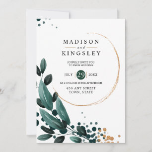 Fall Wedding 🍂 Deep Blue Floral Elegant 💙 Invitation