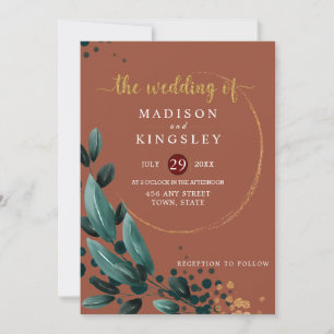 Fall Wedding 🍂 Deep Blue Floral Elegant 💙 Invitation
