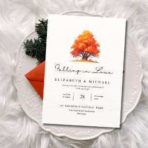 Fall Wedding Elegant Autumn Falling In Love Rustic Invitation