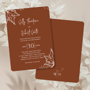 Fall Wedding Elegant Autumn Leaves Custom Invitation