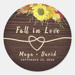 Fall Wedding Favour Classic Round Sticker