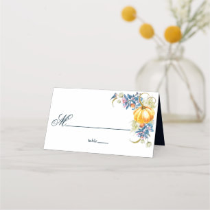 Fall Wedding Floral Pumpkin Place Card