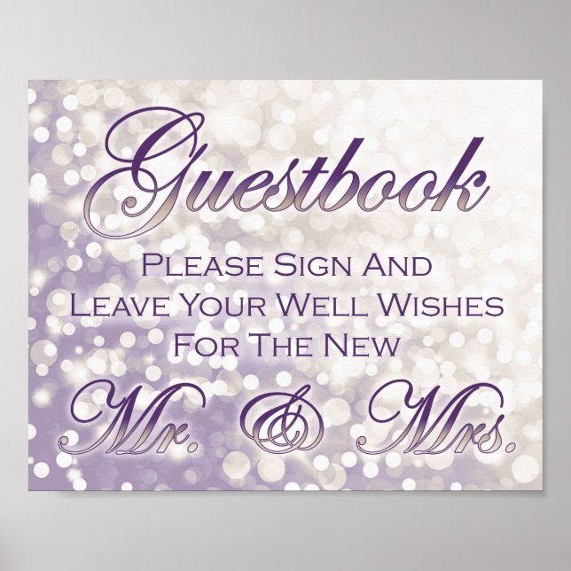 Fall Wedding Guestbook Sign - Champagne and Plum (Front)