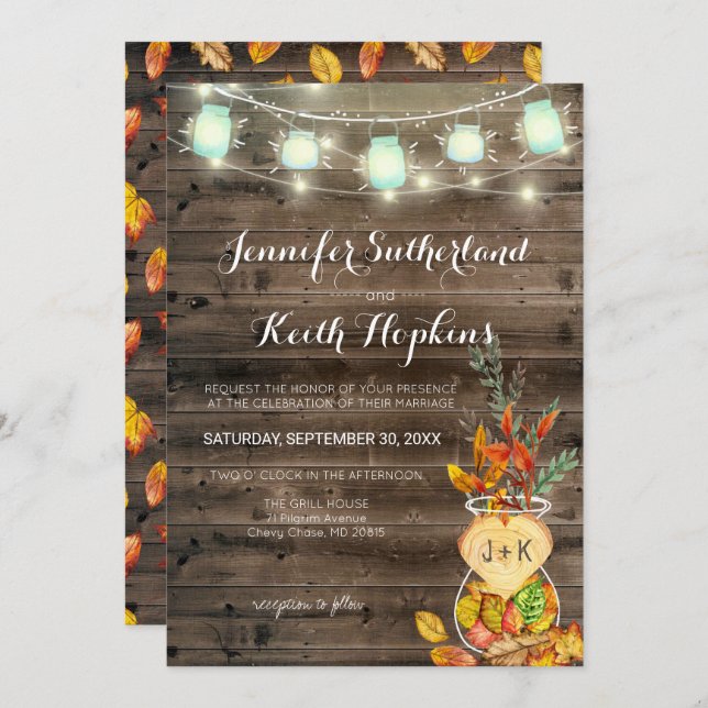 Fall Wedding Invitation (Front/Back)