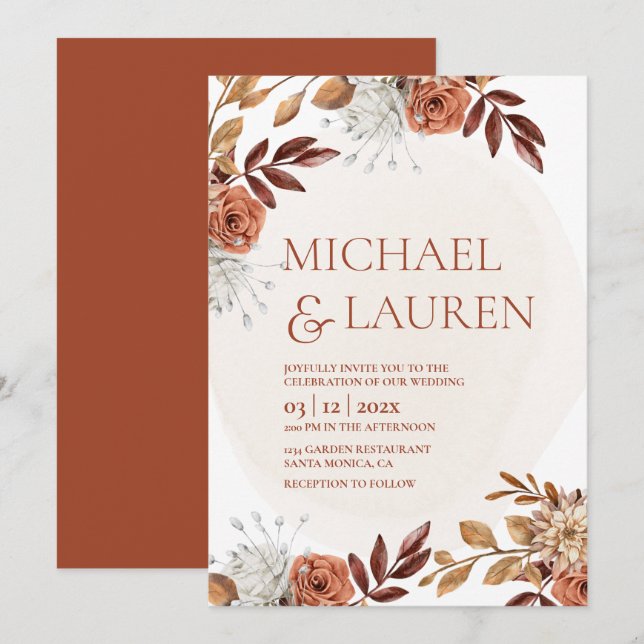 Fall wedding Invitation (Front/Back)