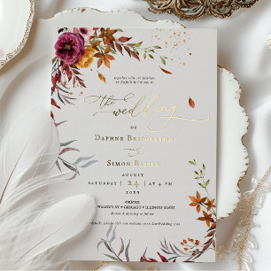 Fall Wedding Invitation Burnt Orange Modern Script