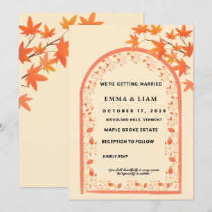 Fall Wedding Invitation Editable Autumn Arch Wed