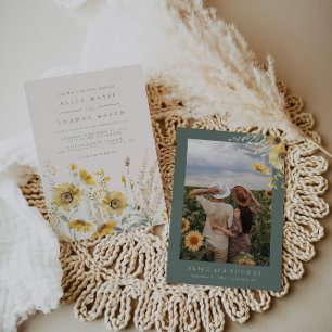 Fall Wedding Invitation, Sunflower Wedding Invite