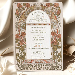 Fall Wedding Invitations Art Nouveau by Mucha