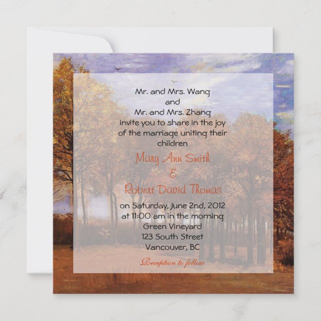 Fall wedding invitations. Autumn Landscape Invitation (Front)