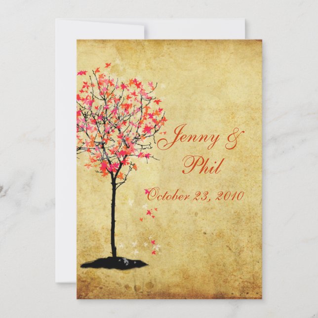 Fall wedding invitations/red maple leaves invitation (Front)