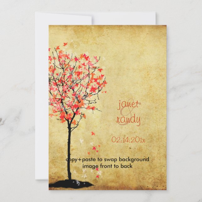 Fall wedding invitations/red maple leaves invitation (Front)