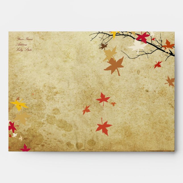 Fall Wedding / Maple Branch, Faux Parchment Envelopes (Front)