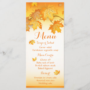 Fall Wedding Menu Orange Autumn Leaves