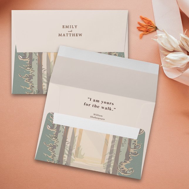 Fall Wedding Modern Rustic Elegant Simple Forest  Envelope (Creator Uploaded)