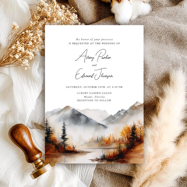 Fall Wedding Modern Simple Invitation (Creator Uploaded)