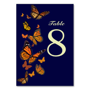Fall Wedding Monarch Butterfly Monogram Table Number