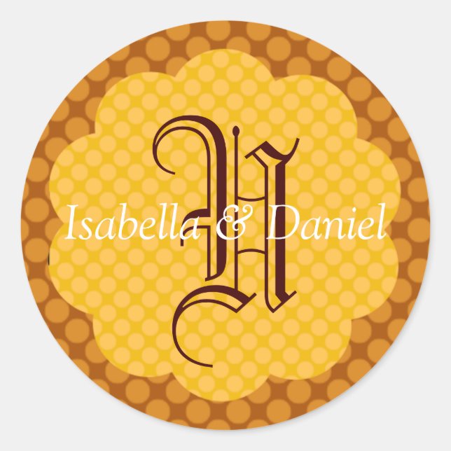 Fall Wedding Monogram Autumn Envelope Seal Sticker (Front)