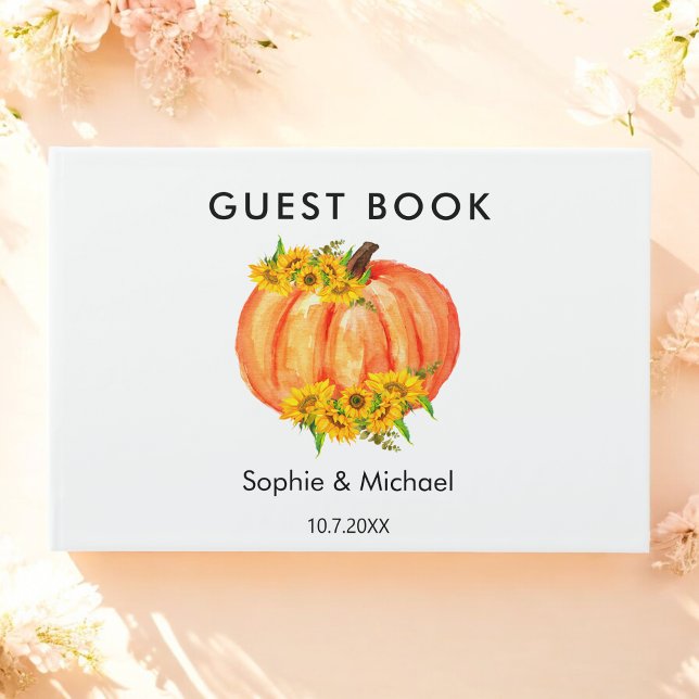 Fall Wedding Orange Pumpkin Sunflower  Guest Book (Creator Uploaded)