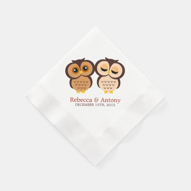 Fall Wedding Owls Napkin (Corner)